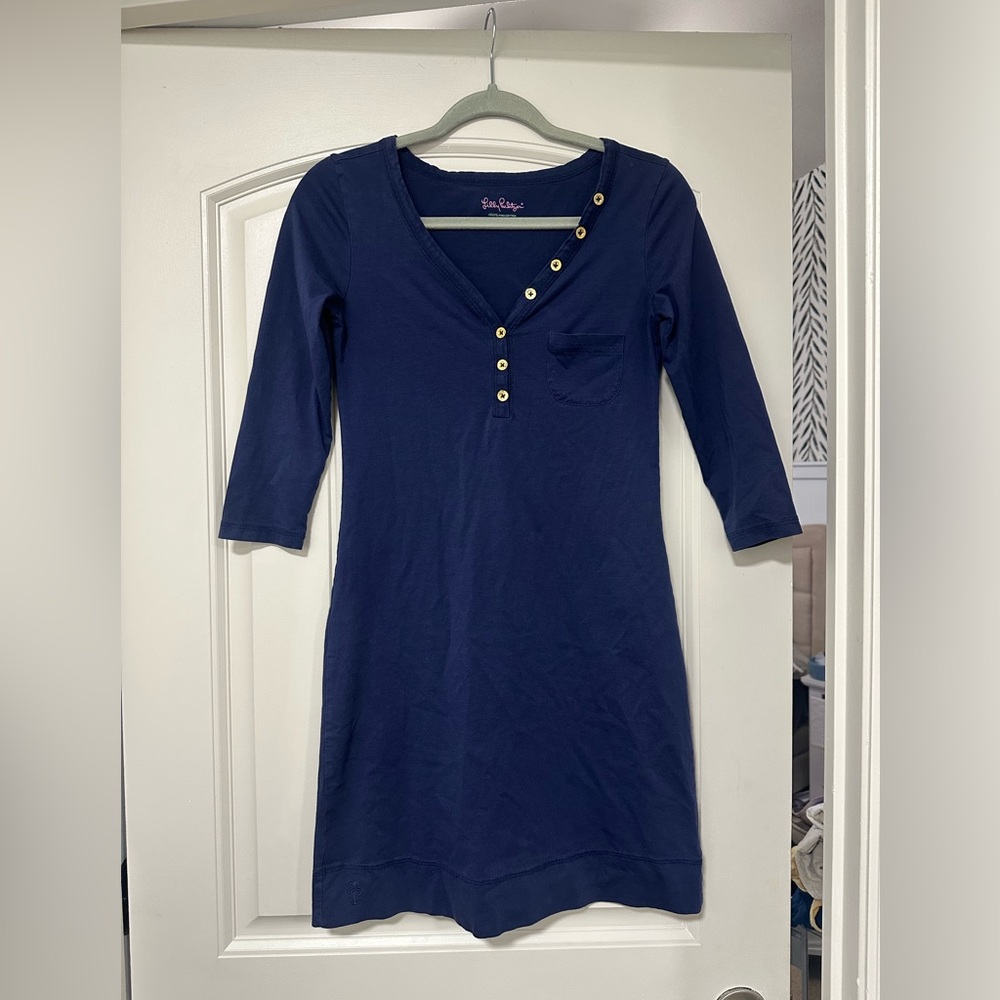 Lilly Pulitzer Navy Blue Dress with Gold Buttons